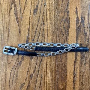 VTG Brighton Black Leather Silver Chainlink Belt